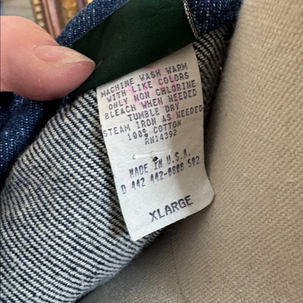 Vintage 80s Hunt Club Dark Blue Denim Blazer with Teal & Pink Accents